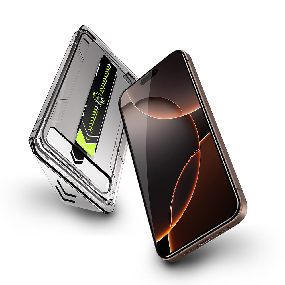 Zaštitna folija za ekran Techsuit TitanGlass za Apple iPhone 17 / 16 Pro, Kaljeno staklo, Full Glue, Set od 2 komada, Crna