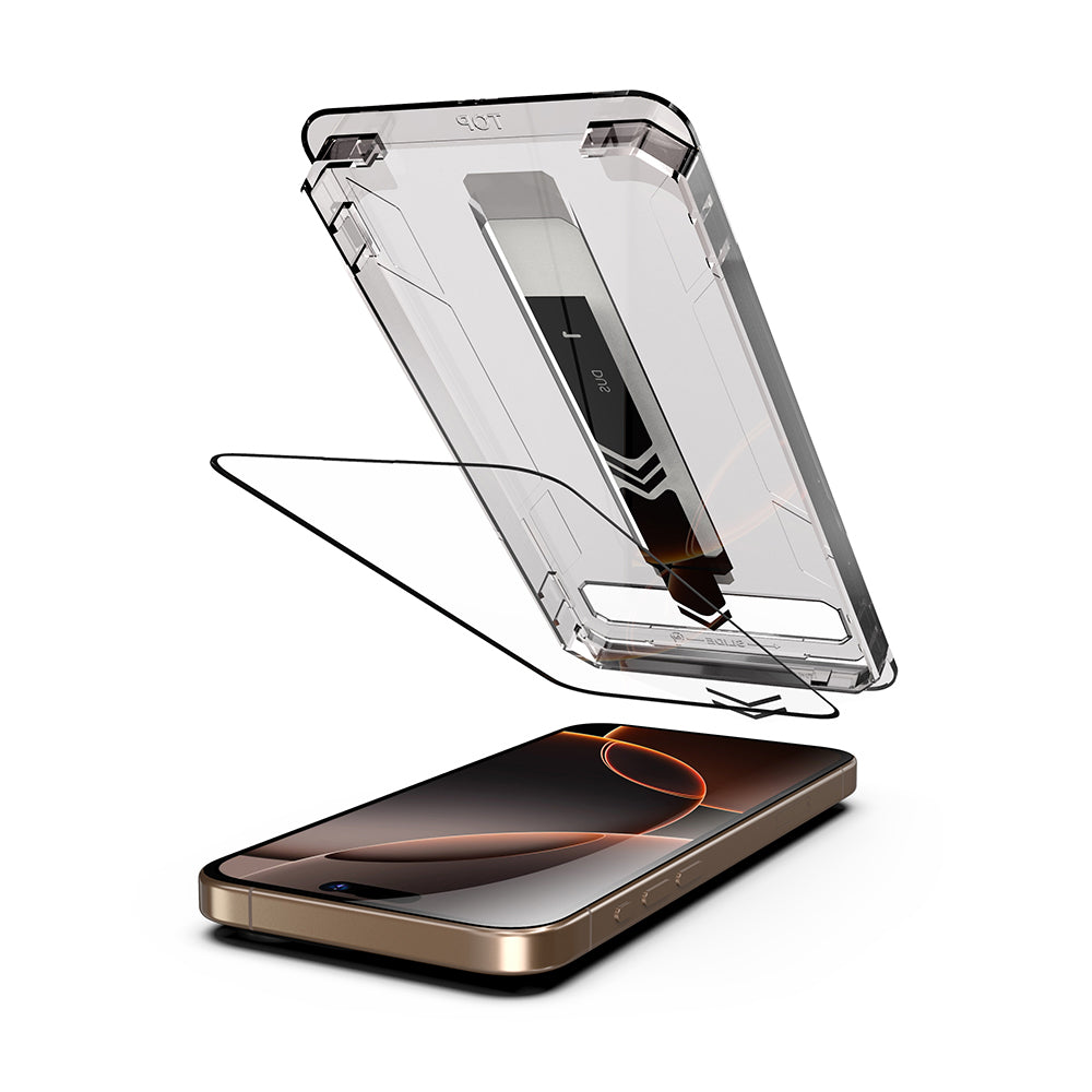 Zaštitna folija za ekran Techsuit TitanGlass za Apple iPhone 17 / 16 Pro, Kaljeno staklo, Full Glue, Set od 2 komada, Crna