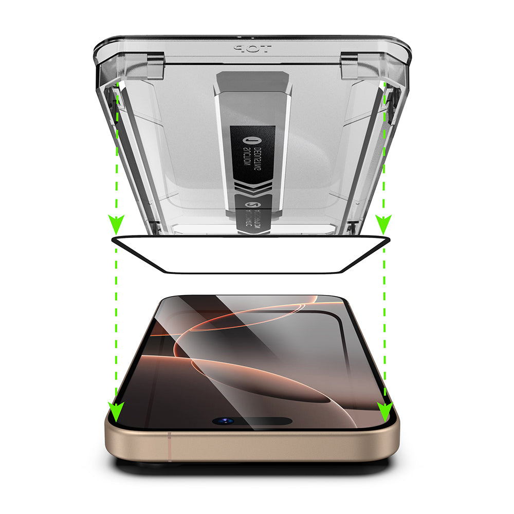 Zaštitna folija za ekran Techsuit TitanGlass za Apple iPhone 17 / 16 Pro, Kaljeno staklo, Full Glue, Set od 2 komada, Crna