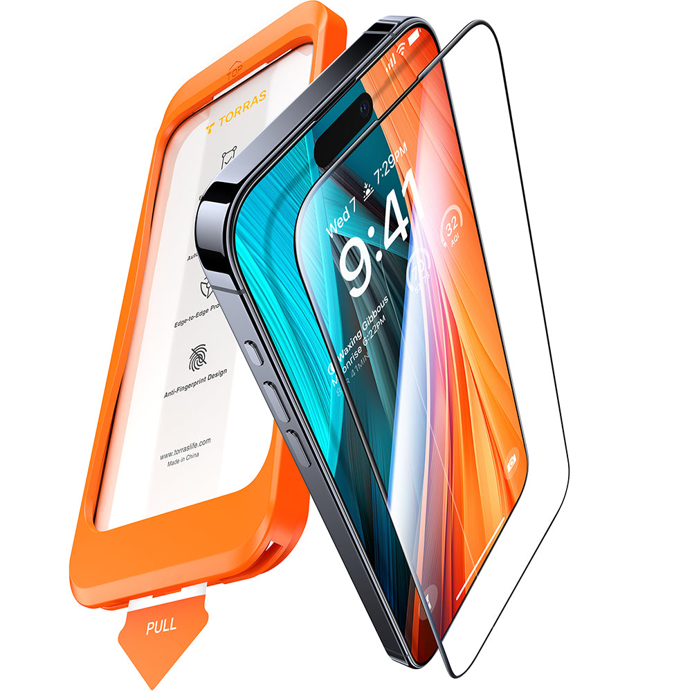 Zaštitna folija za ekran Torras GlassGo Install Master za Apple iPhone 16 Plus, Kaljeno staklo, Full Glue, Crna