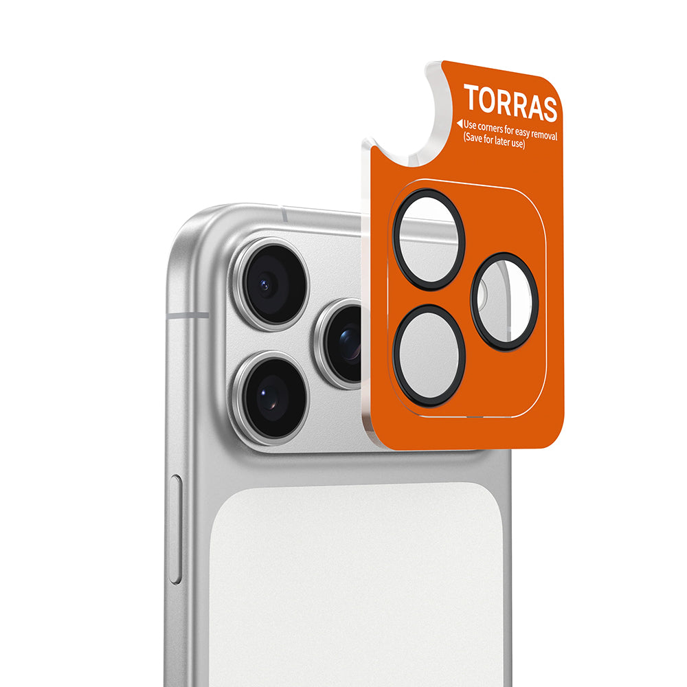 Zaštitna folija za stražnju kameru Torras Lensguard za Apple iPhone 17 Pro Max / 17 Pro, Kaljeno staklo, Srebrna