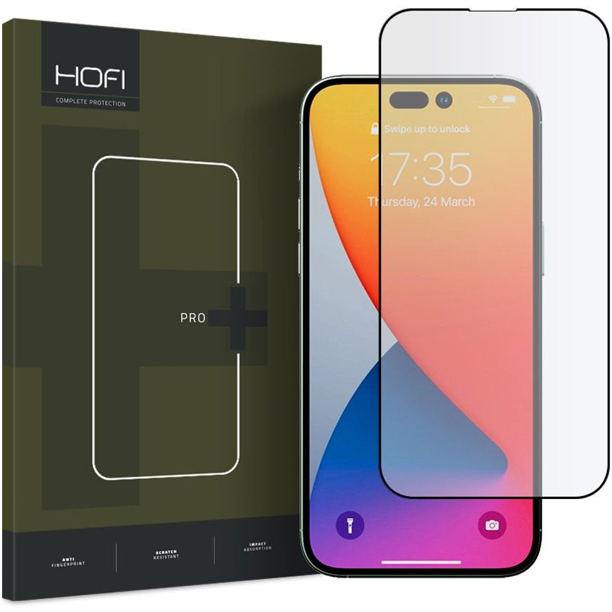 Zaštitna folija za ekran HOFI za Apple iPhone 14 Pro Max, Kaljeno staklo, Full Glue, Crna