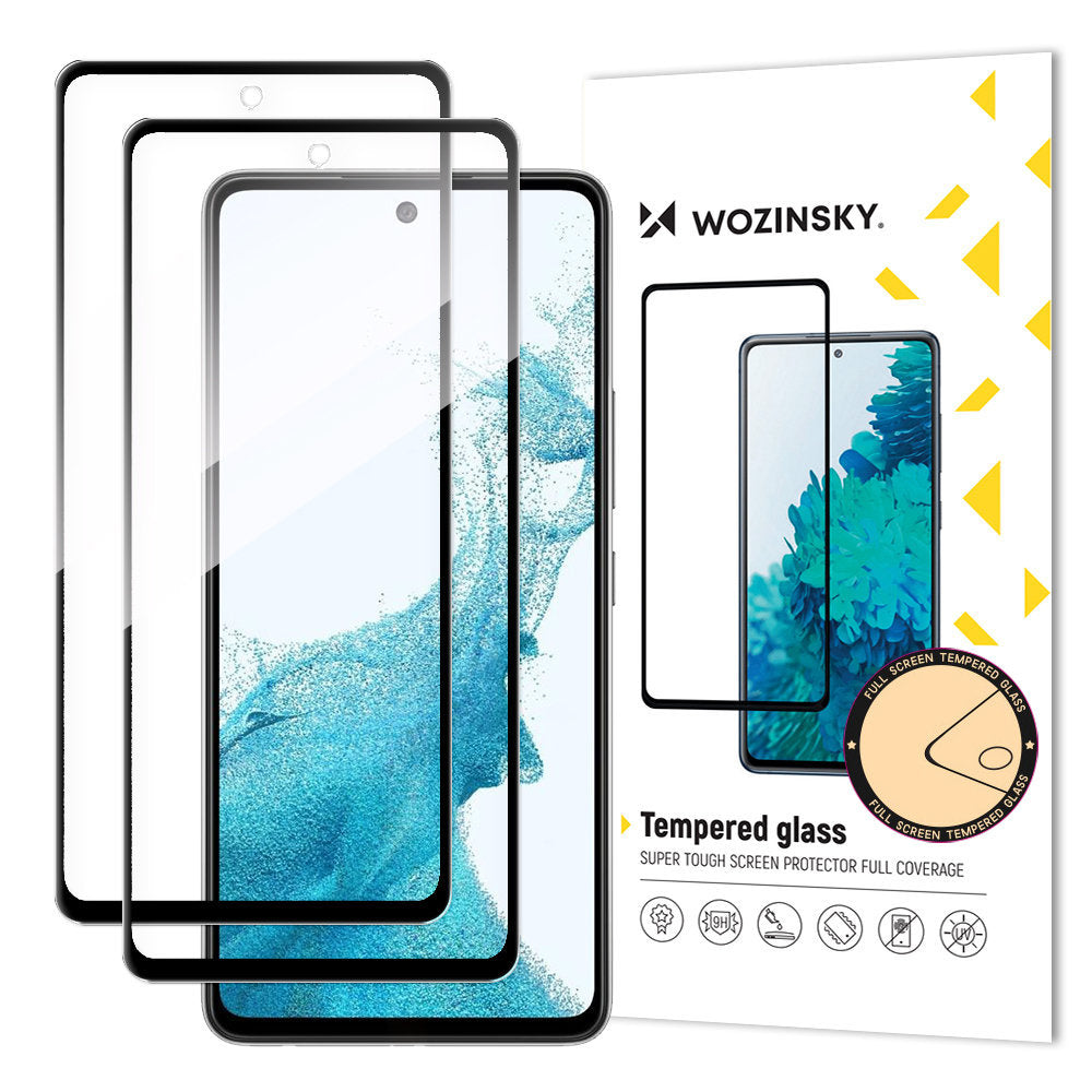 Zaštitna folija za ekran WZK za Samsung Galaxy A53 5G A536, Kaljeno staklo, Full Glue, Set od 2 komada, Crna