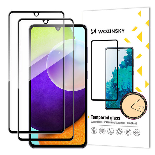 Zaštitna folija za ekran WZK za Samsung Galaxy A33 5G A336, Kaljeno staklo, Pun ljepilo, Set od 2 komada, Prijateljski za kućište, Crna