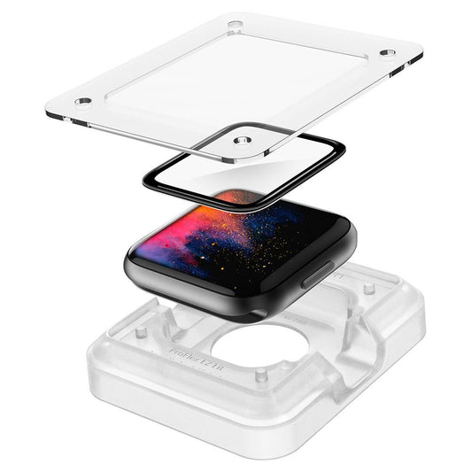 Zaštitna folija Spigen ProFlex EZ FIT za Apple Watch 44mm seriju, Set 2 komada, Fleksibilno staklo, Crna