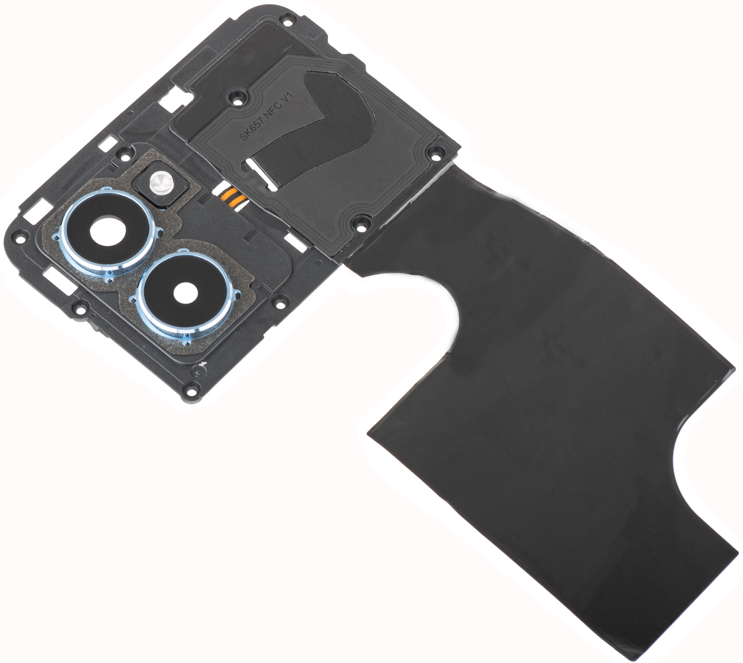 Staklo stražnje kamere - Blitz - Unutarnji okvir - NFC antena HMD Pulse Pro, s okvirom, Srebrno, Service Pack 286954396