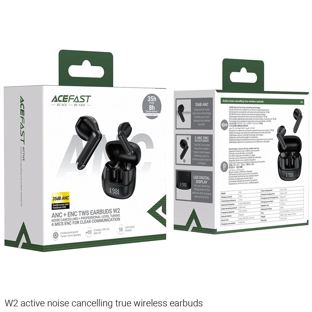 Handsfree Bluetooth Acefast W2, TWS, Crni