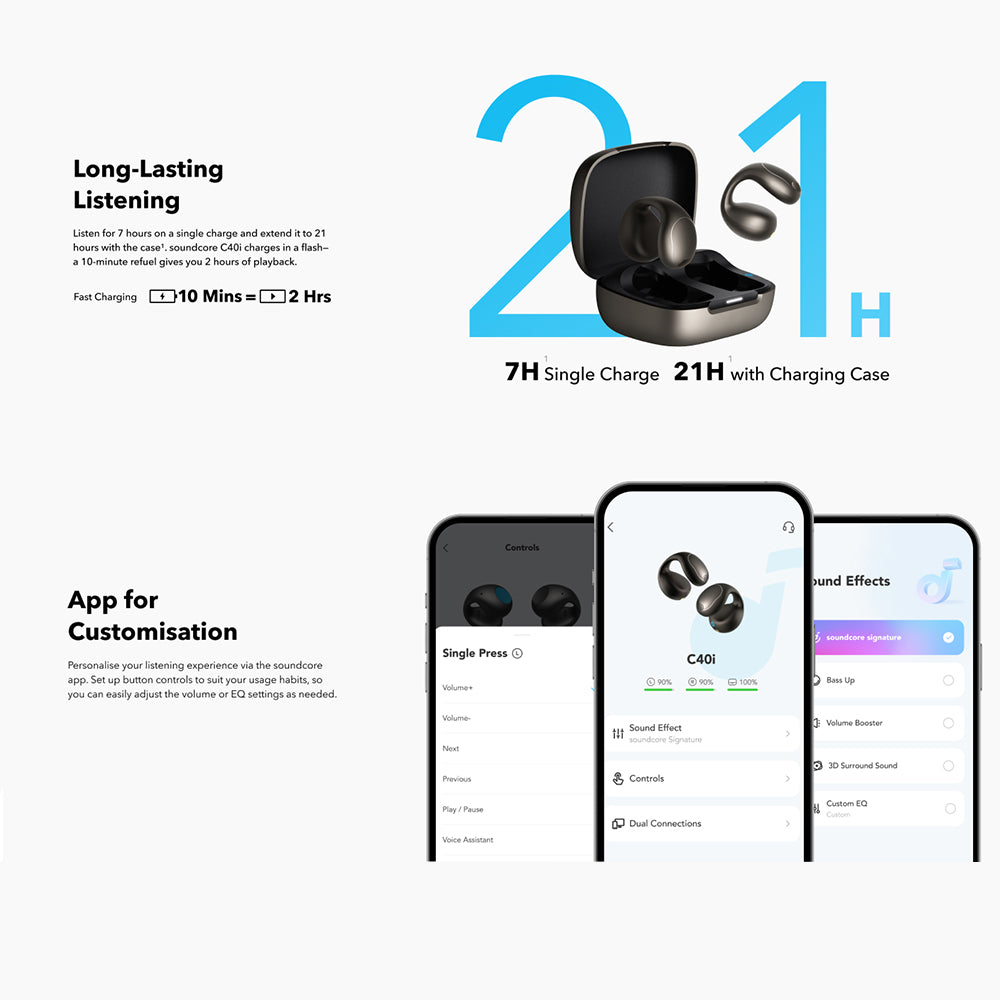 Handsfree Bluetooth Anker SoundCore C40i, TWS, MultiPoint, Crni A3331GZ1