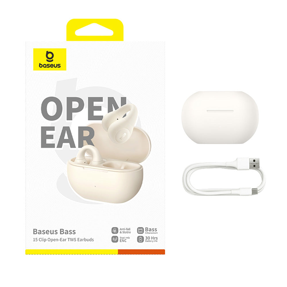 Handsfree Bluetooth Baseus Bass 15 Clip, TWS, Bijeli A00079500223-00