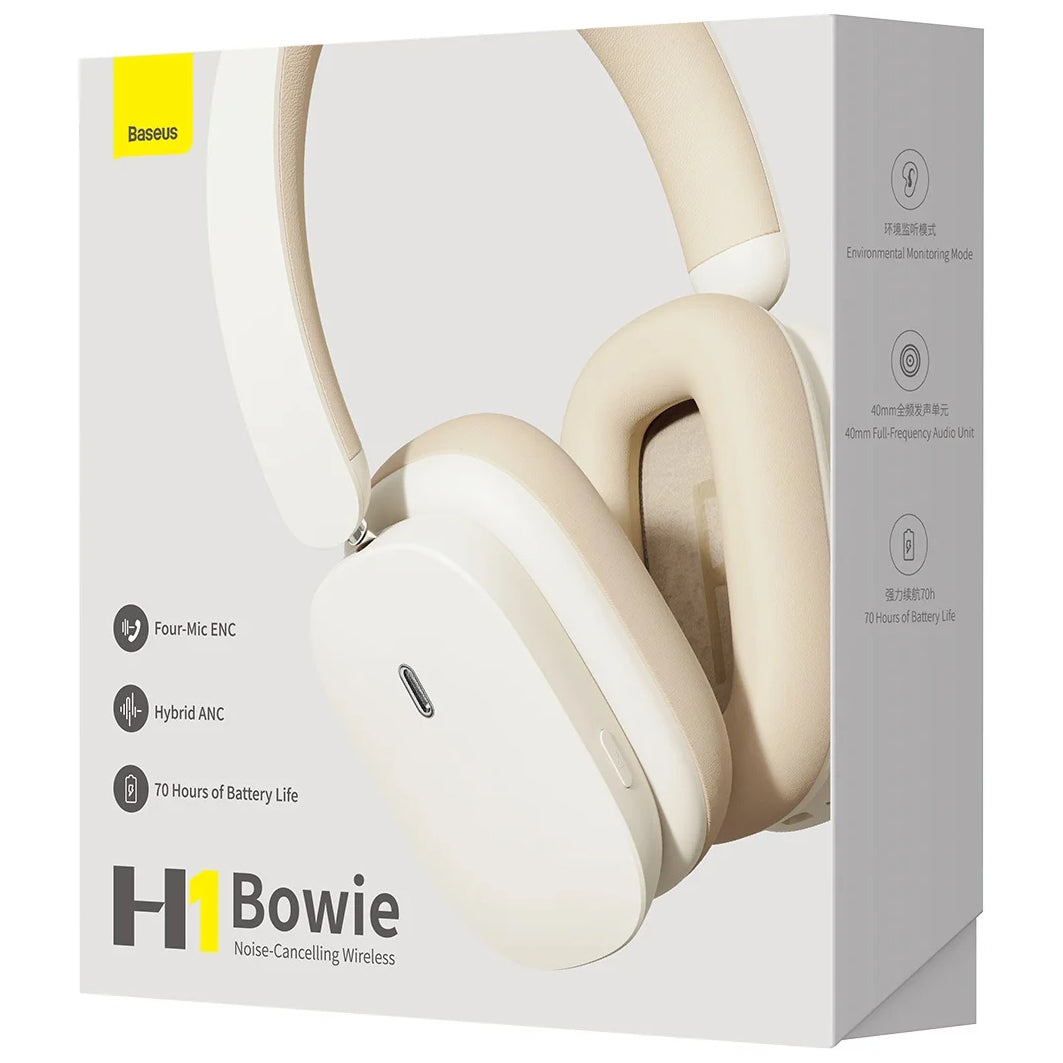Handsfree Bluetooth Baseus Bowie H1, A2DP, ANC, Krem NGTW230202