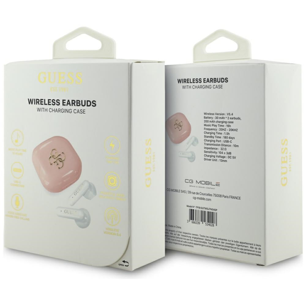 Handsfree Bluetooth Guess 4G Metal Logo, TWS, Roza