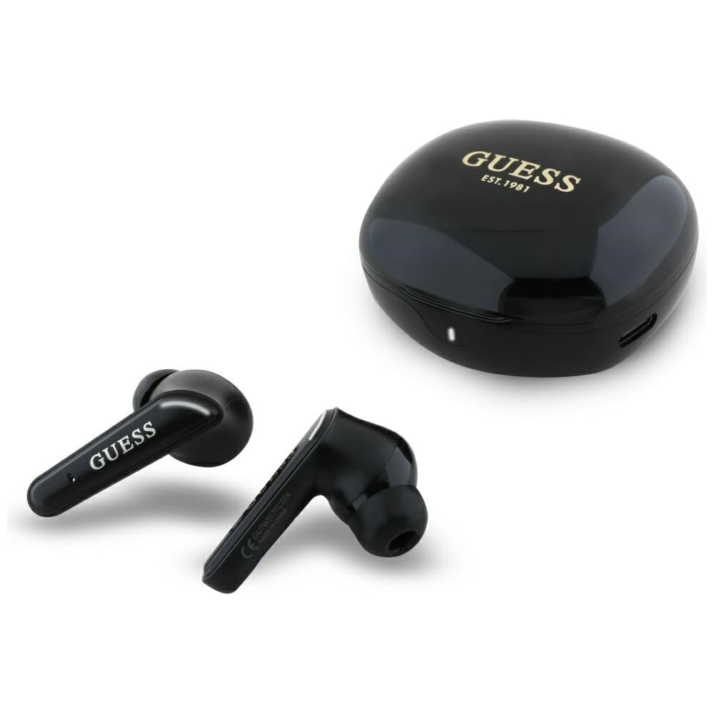 Handsfree Bluetooth Guess Flat Classic Logo Electroplated, TWS, Crni
