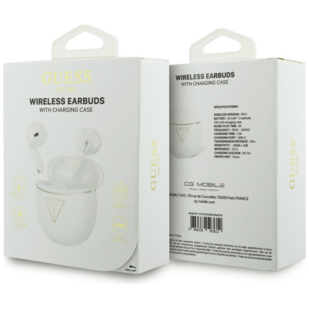 Handsfree Bluetooth Guess Script Print, TWS, Bijeli