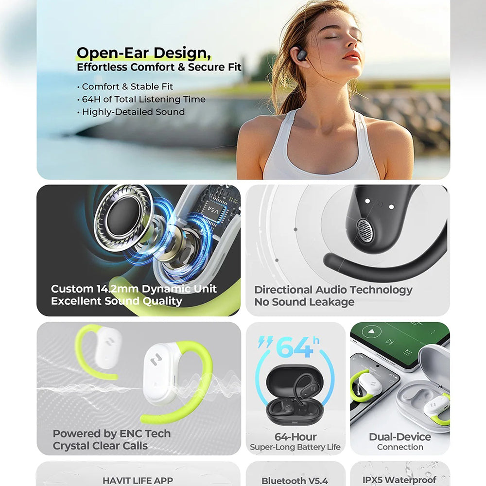 Handsfree Bluetooth HAVIT OWS915, TWS, Bijela