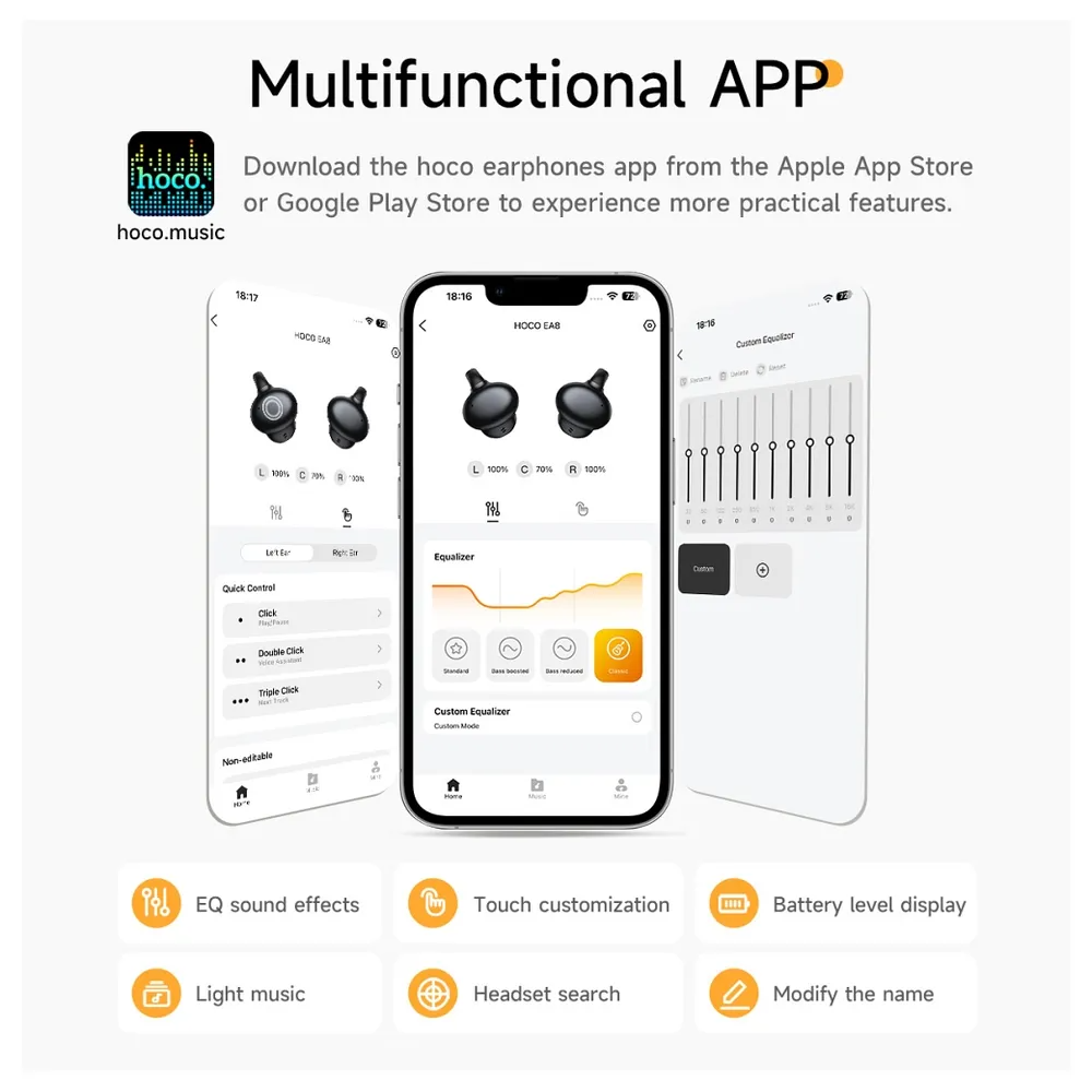Handsfree Bluetooth HOCO EA8, TWS, Crni