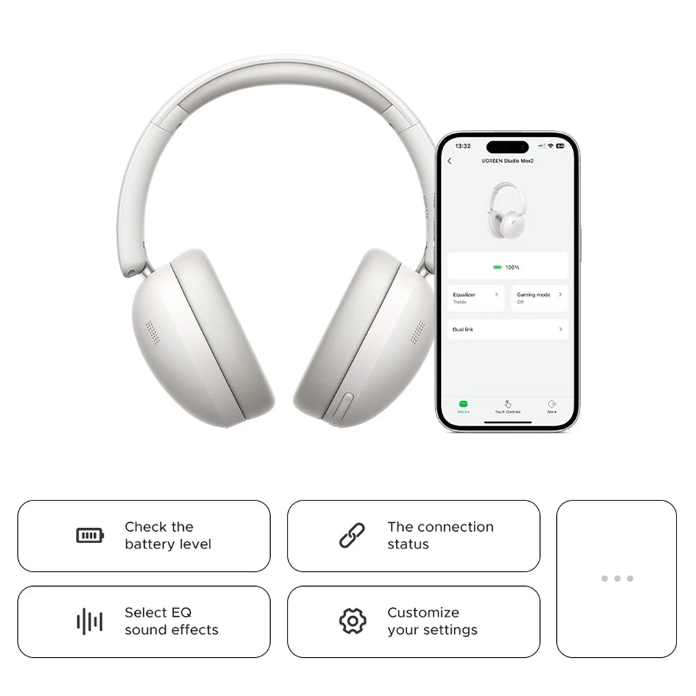 Handsfree Bluetooth UGREEN HiTune Max 2 HP205, MultiPoint, A2DP, ANC, Crni