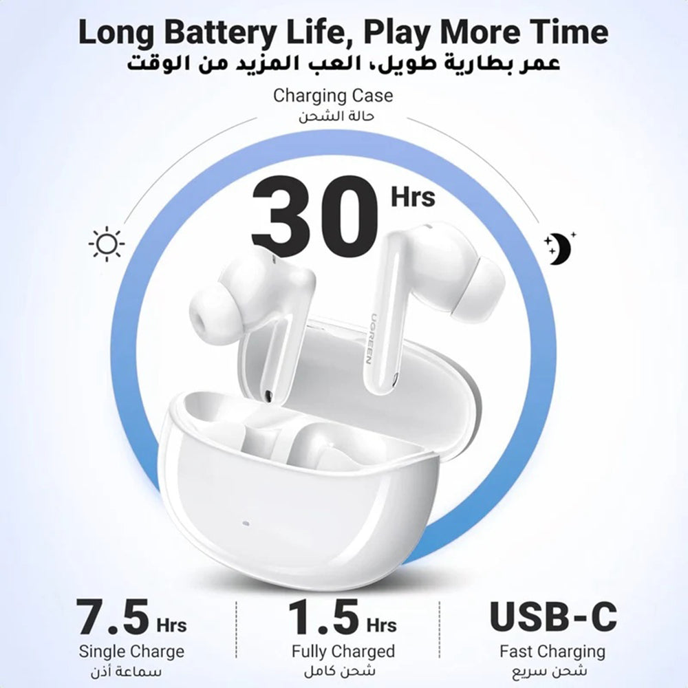 Handsfree Bluetooth UGREEN HiTune T3 Pro WS206, TWS, ANC, MultiPoint, Bijeli