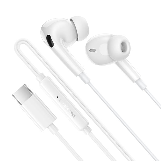 Handsfree USB-C Borofone BM100 Pro Fuente, Bijela