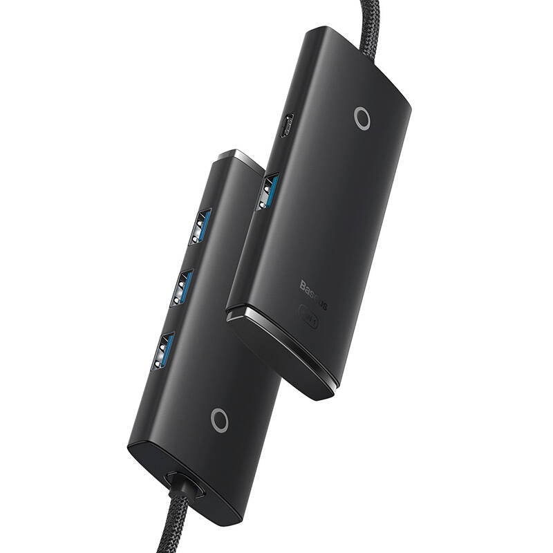 USB Hub Baseus Lite, 4 x USB-A 3.0 - 1 x USB-C, 0.25m, Crni WKQX030001