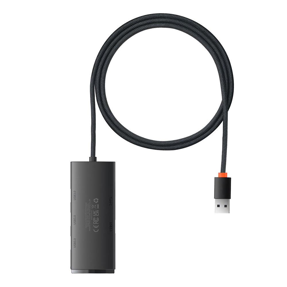 Hub USB Baseus Lite, 4 x USB-A 3.0 - 1 x USB-C, 1m, Crni WKQX030101