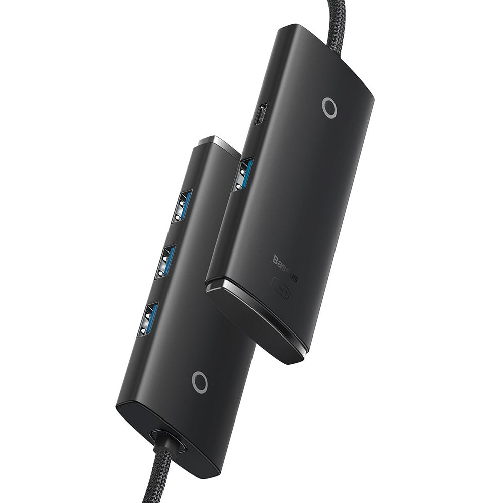 Hub USB Baseus Lite, 4 x USB-A 3.0 - 1 x USB-C, 1m, Crni WKQX030101