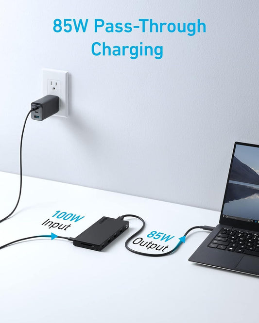 Hub USB-C Anker, 1 x USB-A 3.0 - 2 x USB-A - 3 x USB-C - 2 x HDMI - 1 x RJ45 - 1 x SD, Crni A83A2G11