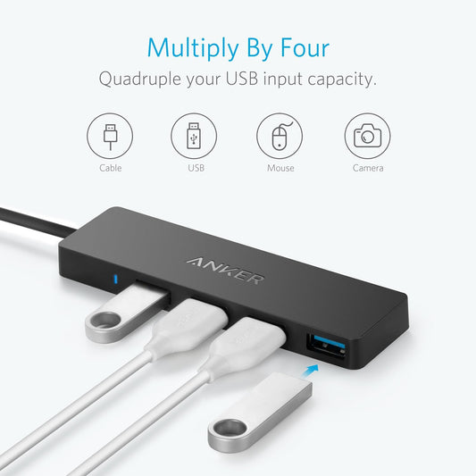 USB-C Hub Anker, 4 x USB-A 3.0, Crni A8309G11