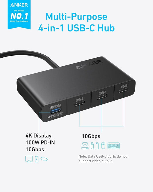 USB-C Hub Anker, 4 x USB-C, Crni A8340GA1