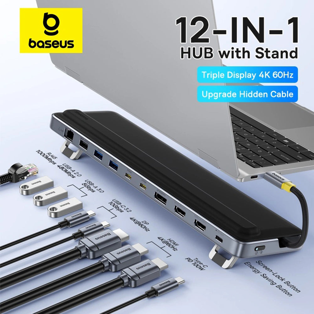 Hub USB-C Baseus EliteJoy EH3, 12in1, Siva B0114200