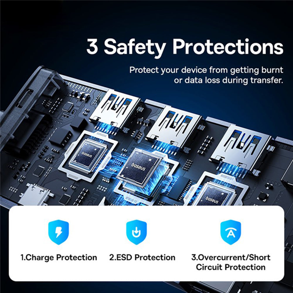 Hub USB-C Baseus UltraJoy, 4 x USB-A 3.0 - 1 x USB-C - 1 x HDMI - 1 x VGA, Sivi B00052803811-01