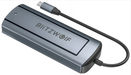 Hub USB-C BlitzWolf BW-Neo TH13, 3 x USB-A 3.0 - 1 x USB-C - 1 x Display Port - 1 x SSD sučelje, Sivi
