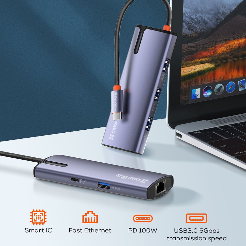 Hub USB-C ColorWay CW-HUB03, 6u1, Srebrni