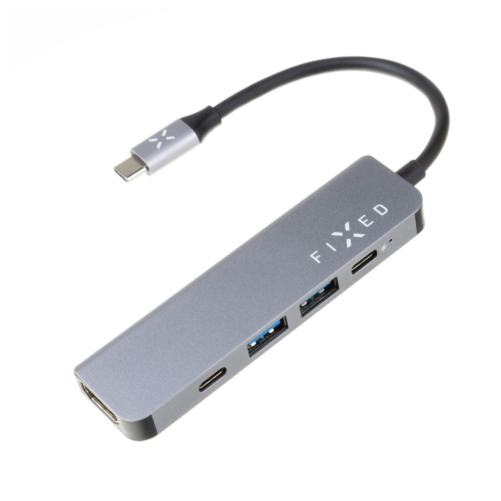 Hub USB-C Fixed, 4in1, Sivi