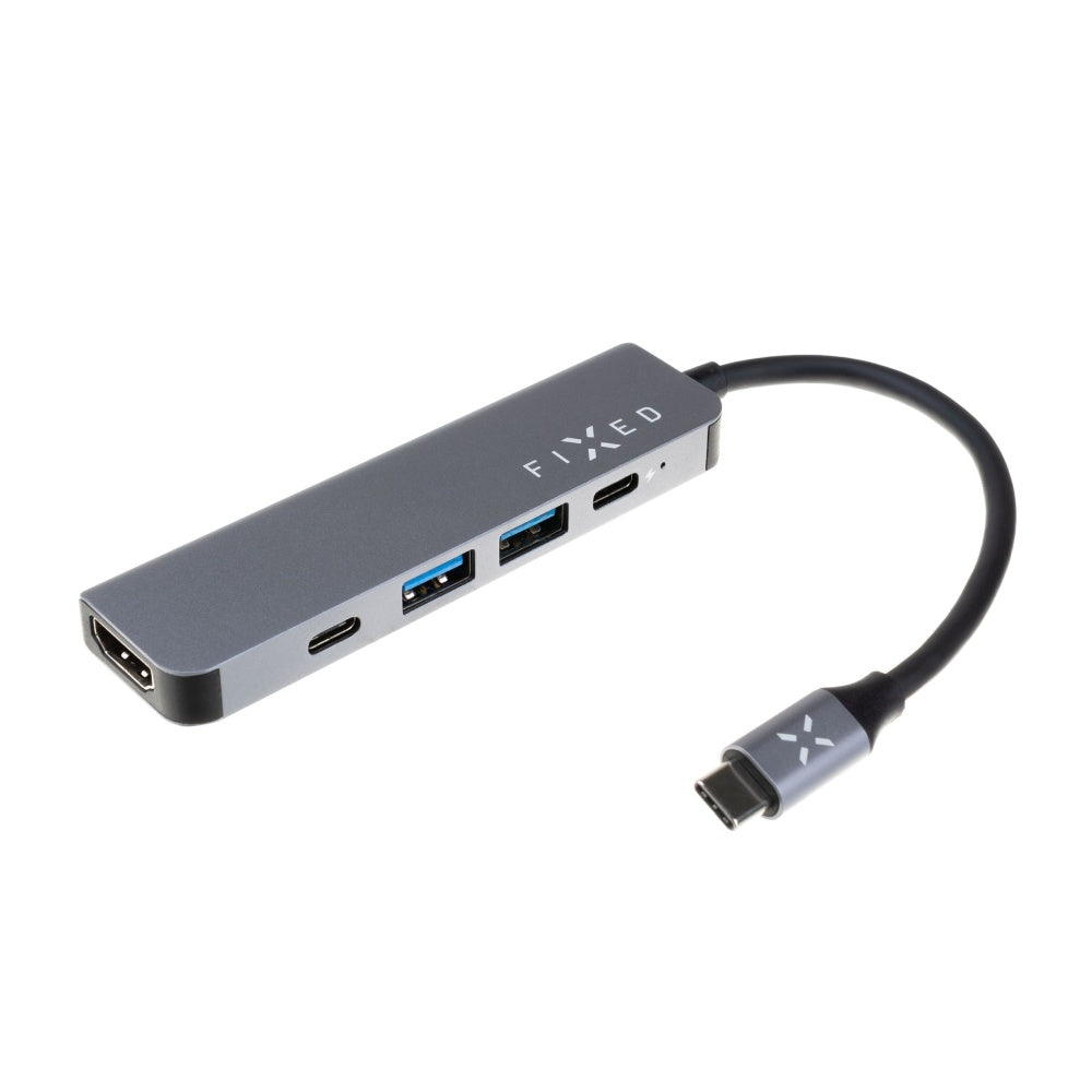 Hub USB-C Fixed, 4in1, Sivi