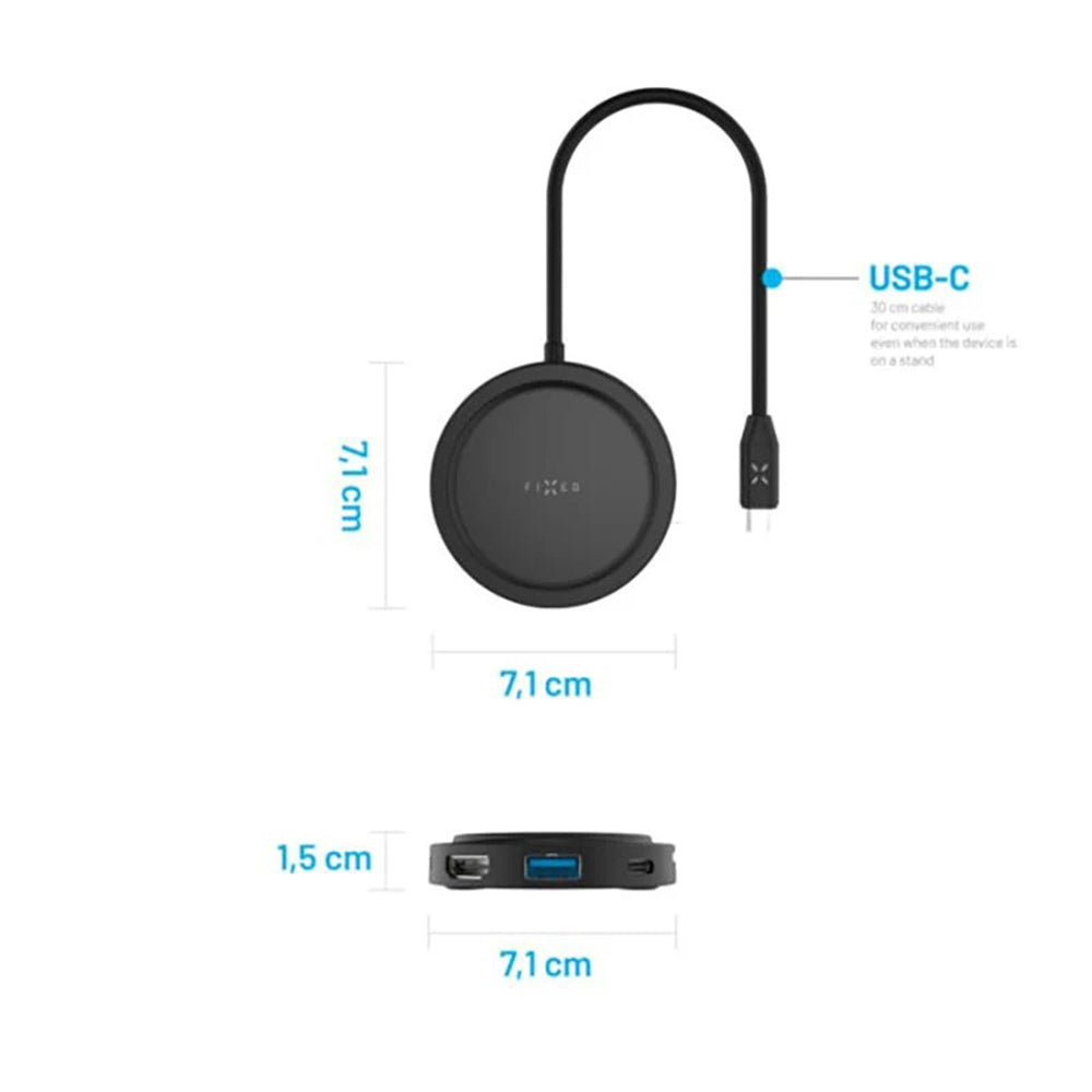Hub USB-C Fixed MagHub, 7u1, Crni