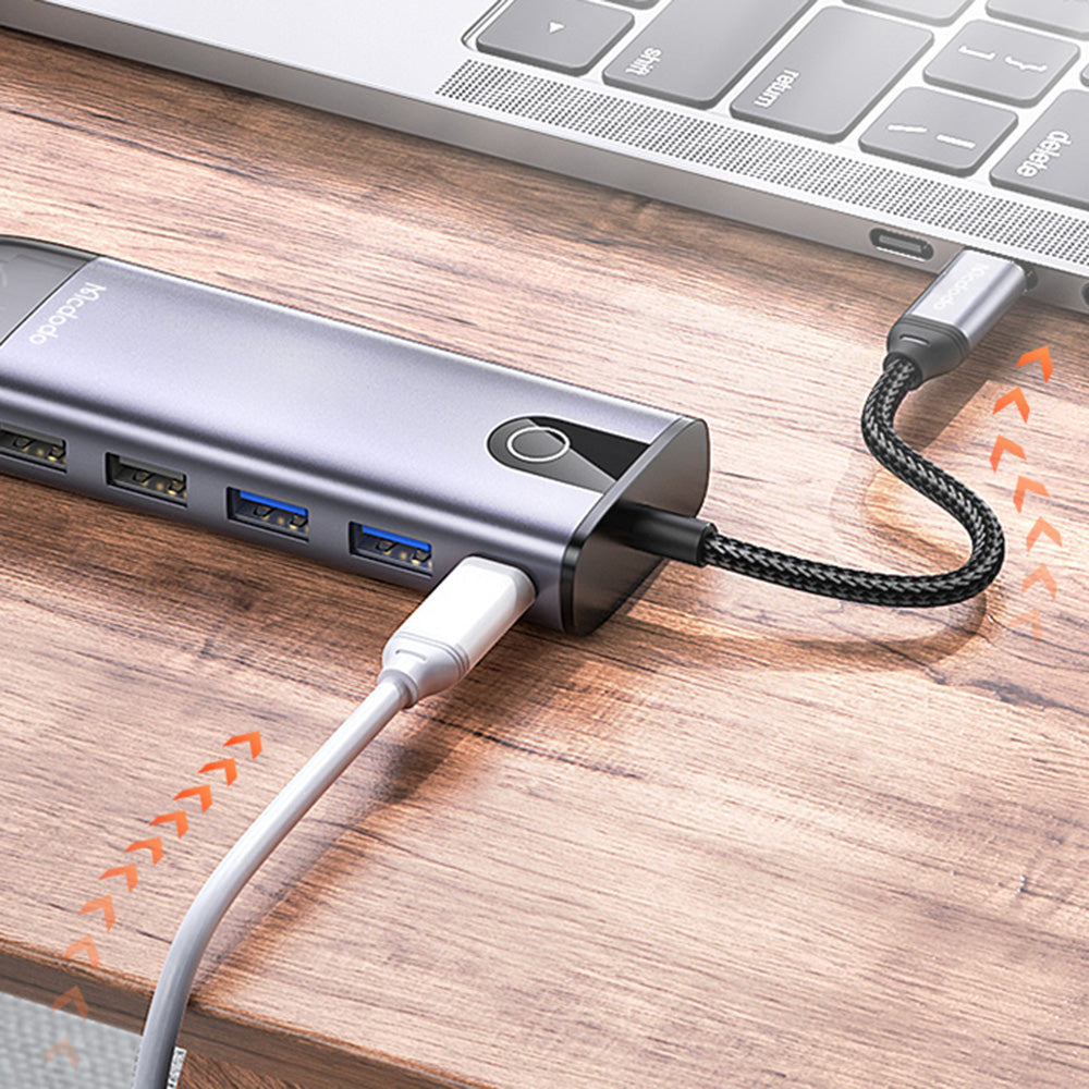 Hub USB-C McDodo HU-7420, 10u1, Sivi