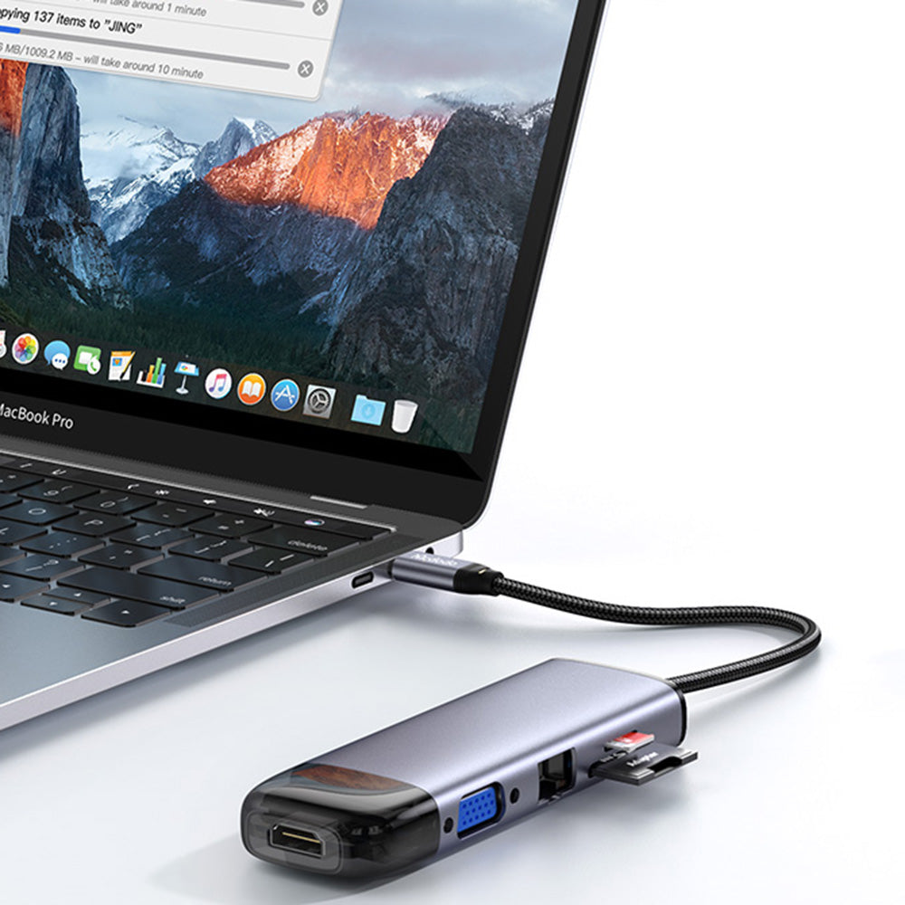 Hub USB-C McDodo HU-7420, 10u1, Sivi