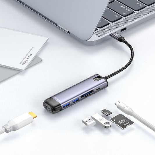 Hub USB-C McDodo HU-7740, 6u1, Sivi