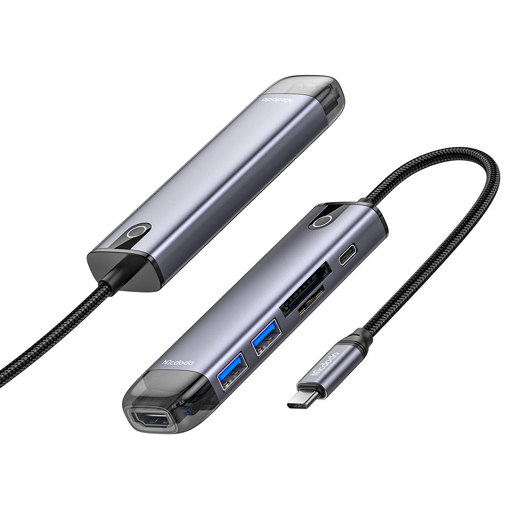 Hub USB-C McDodo HU-7740, 6u1, Sivi
