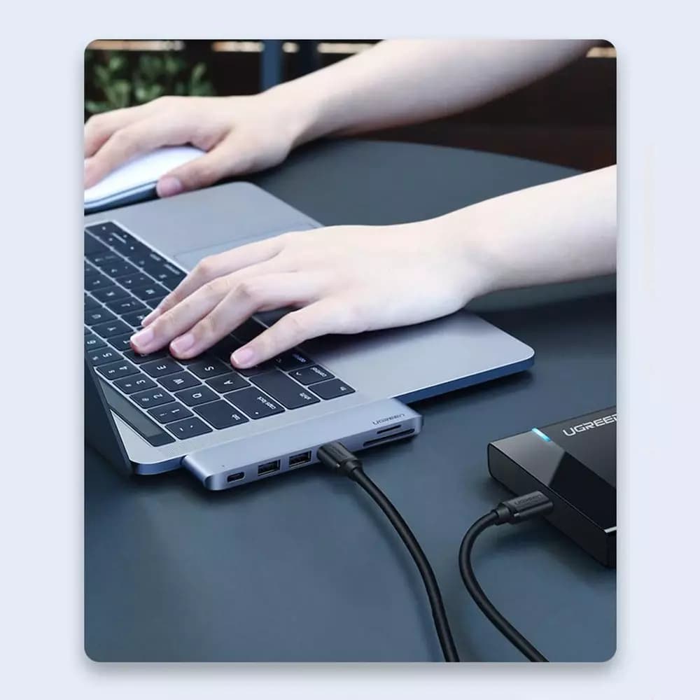 Hub USB-C UGREEN CM251 za Apple MacBook Pro / Air, 3 x USB-A 3.0 - 1 x USB-C - 1 x SD - 1 x microSD, Sivi