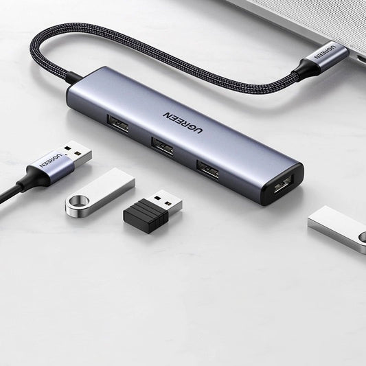 Hub USB-C UGREEN CM473 (20841), 4 x USB-A 3.0, 0,20m, Siva