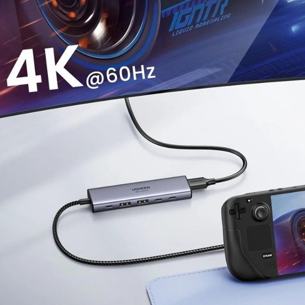 Hub USB-C UGREEN CM511 (35999), 2 x USB-A 3.2 - 3 x USB-C - 1 x HDMI, Sivi