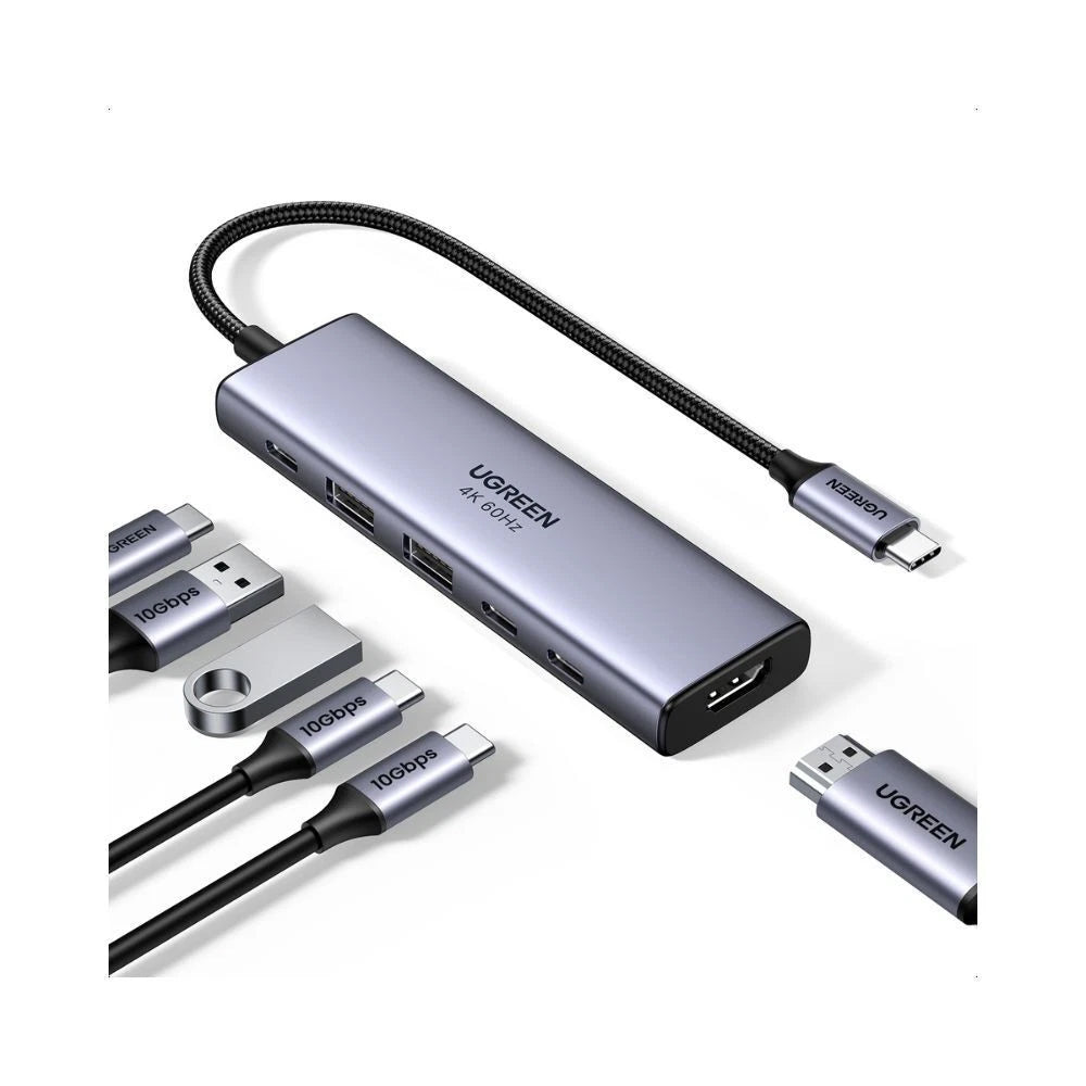 Hub USB-C UGREEN CM511 (35999), 2 x USB-A 3.2 - 3 x USB-C - 1 x HDMI, Sivi