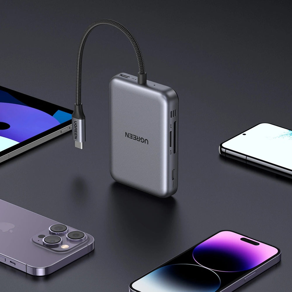 Hub USB-C UGREEN CM896 (65759), 7u1, Sivi