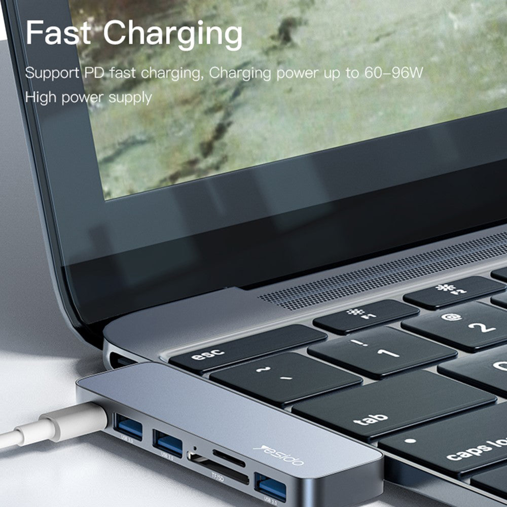 USB-C Hub Yesido HB10 za Apple MacBook Pro / Air, 6u1, Sivi