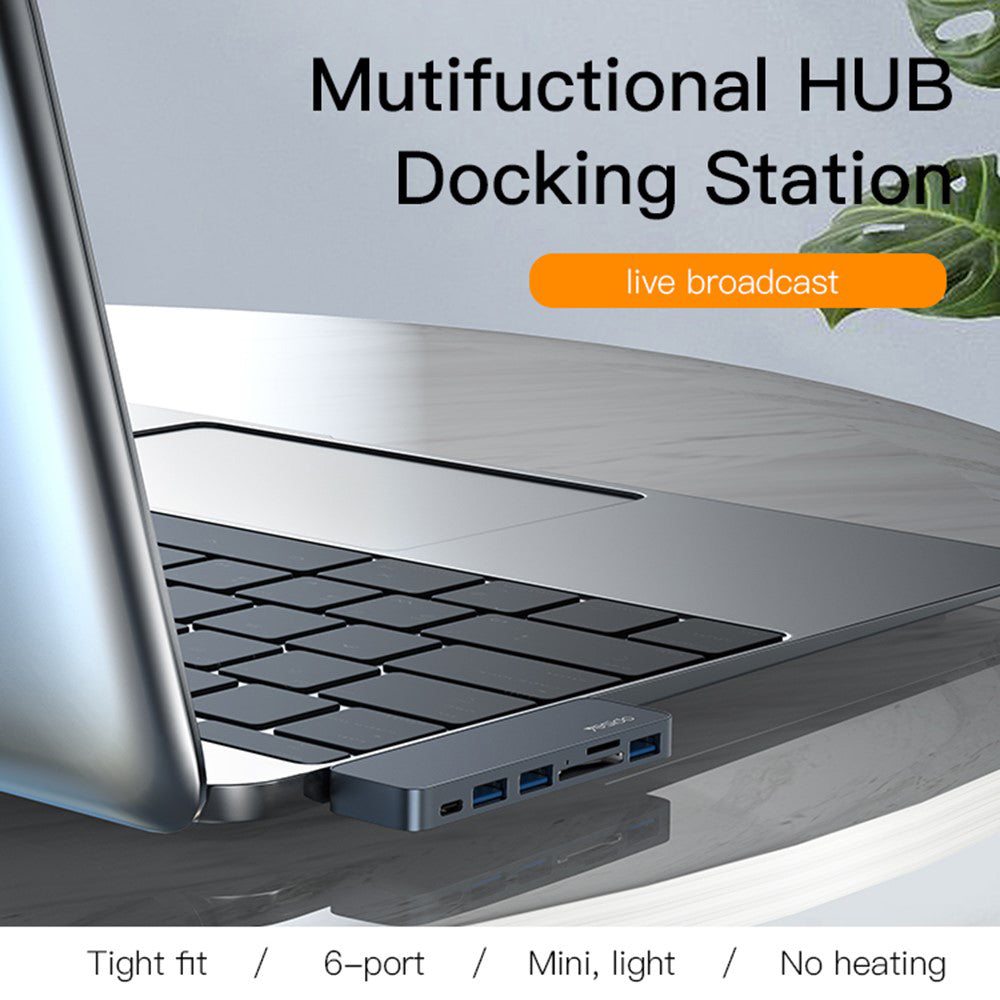 USB-C Hub Yesido HB10 za Apple MacBook Pro / Air, 6u1, Sivi