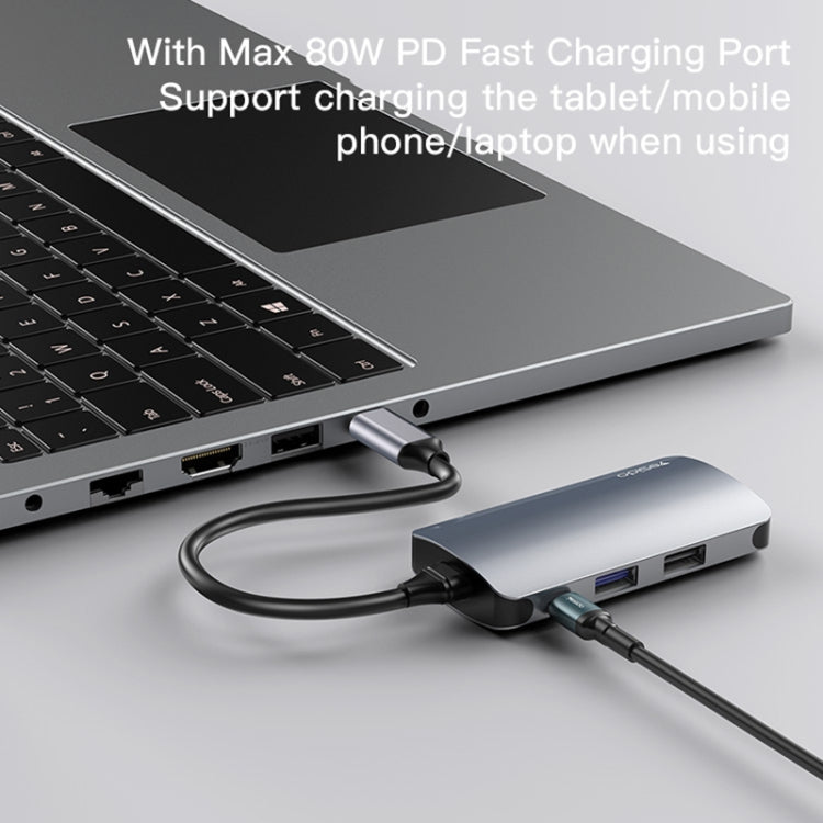 Hub USB-C Yesido HB15, 6u1, Sivi