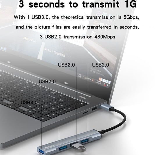 Hub USB-C Yesido HB17, 4u1, Sivi
