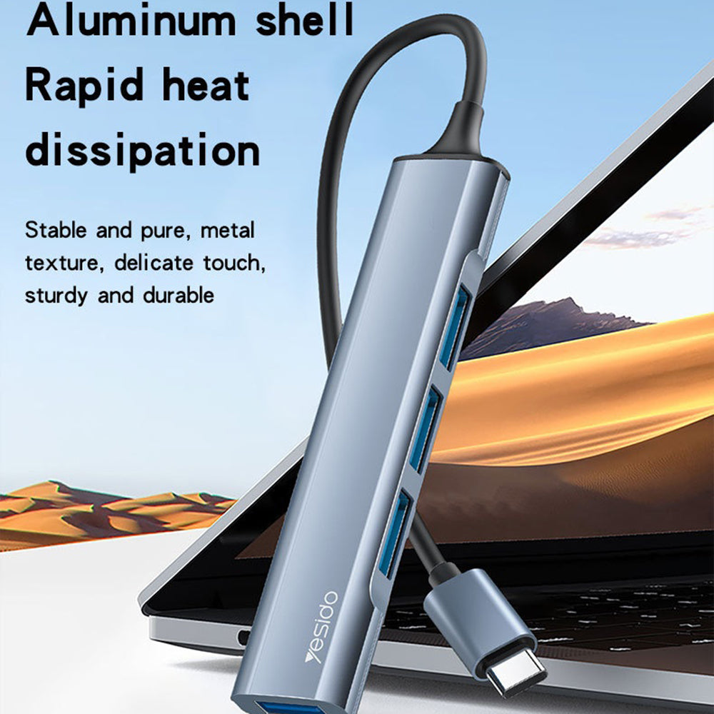 Hub USB-C Yesido HB17, 4u1, Sivi
