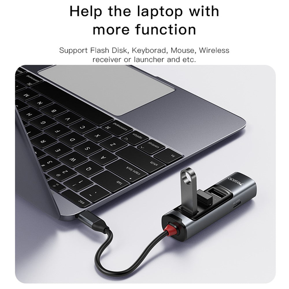 Hub USB-C Yesido HB22, 5u1, Sivi